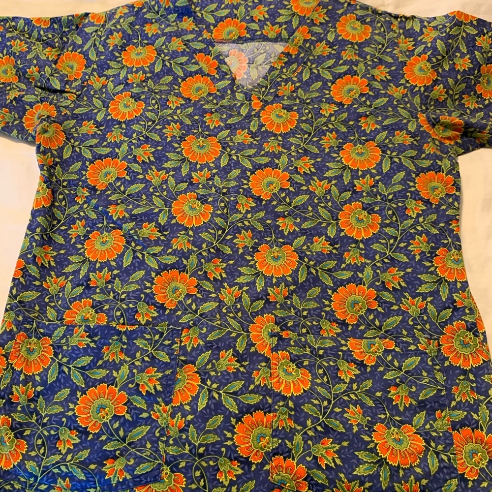 Floral scrub top.